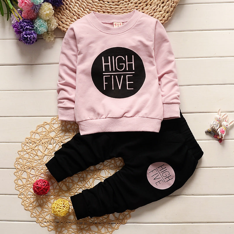 Conjunto de 2 piezas: pantalón y buzo Rosa y negro