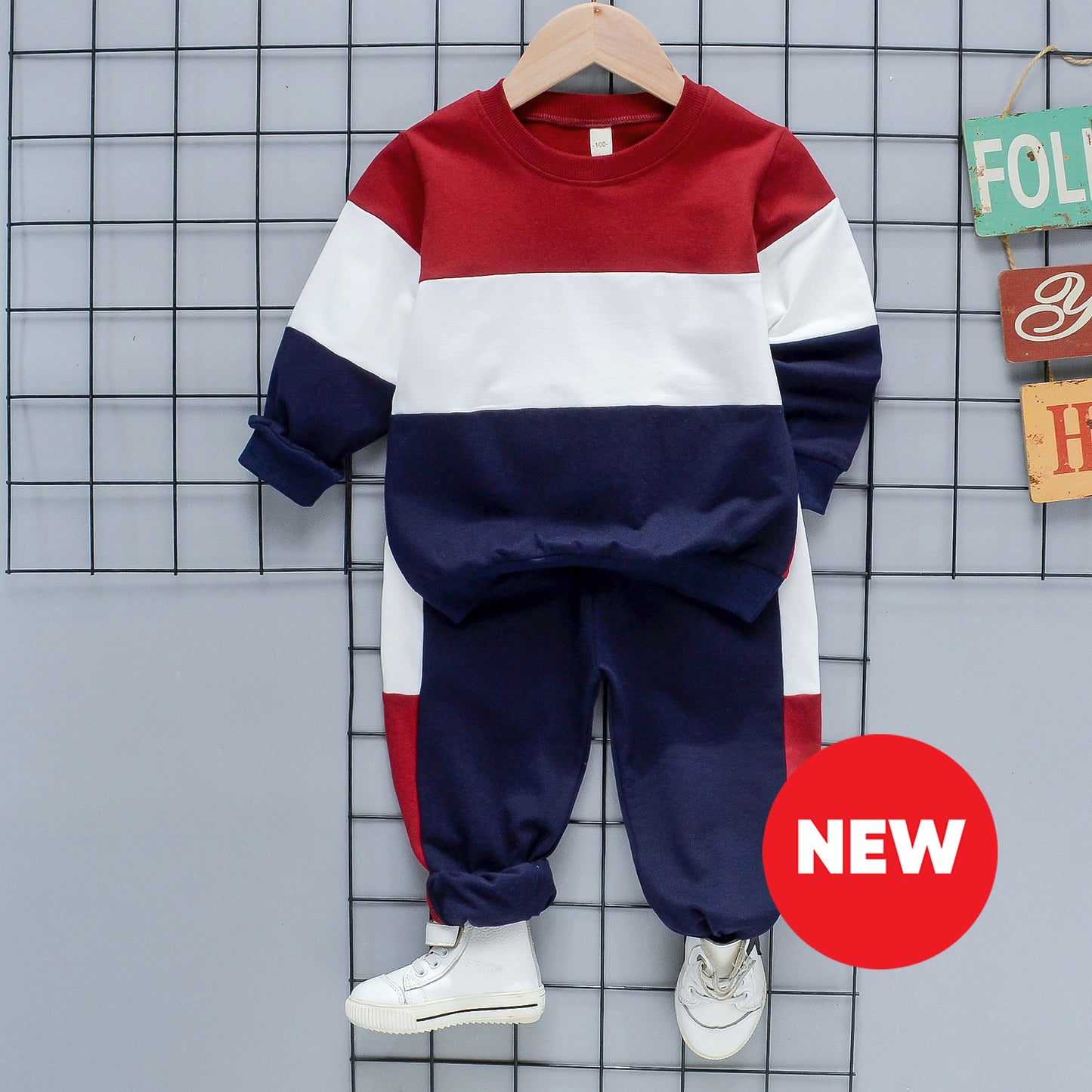 Conjunto de 2 piezas media estación: Pantalón y buzo de algodón Azul