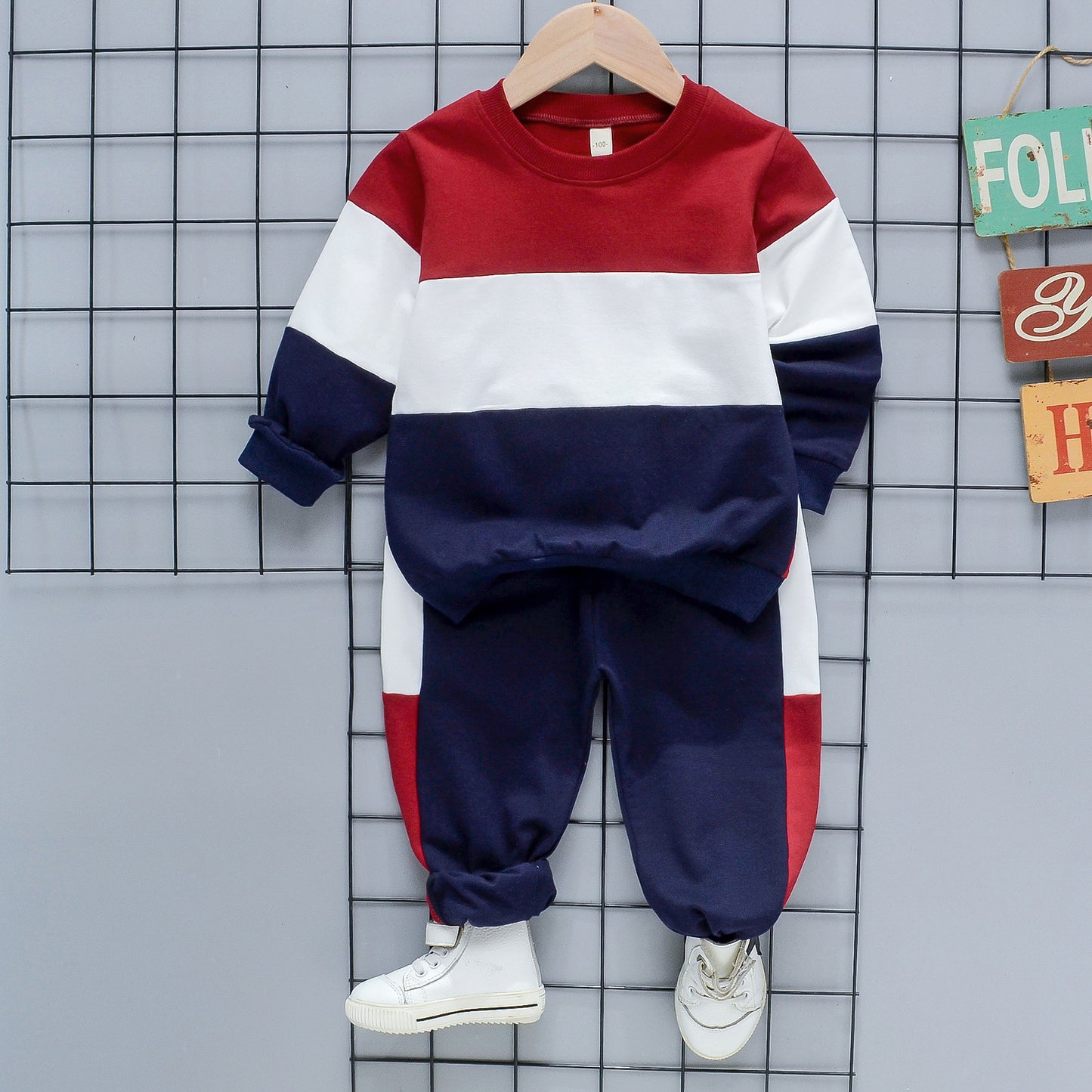 Conjunto de 2 piezas media estación: Pantalón y buzo de algodón Azul