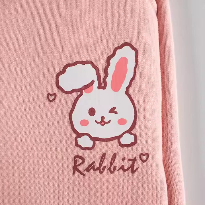 Pantalón deportivo de algodón Afelpado "Conejita" Rosa