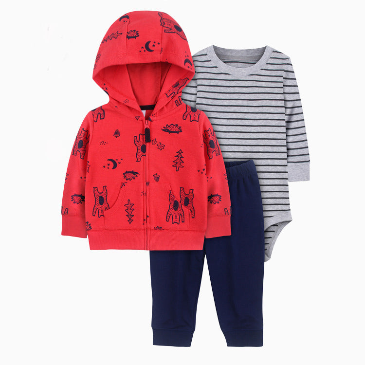 Set de 3 piezas Rojo: Pantalón, Campera y Body de manga larga