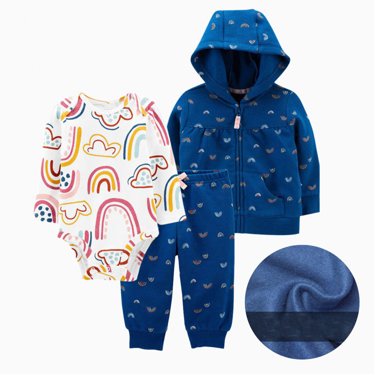 Set de 3 piezas afelpados "Arco Iris": Pantalón, Campera y Body de manga larga