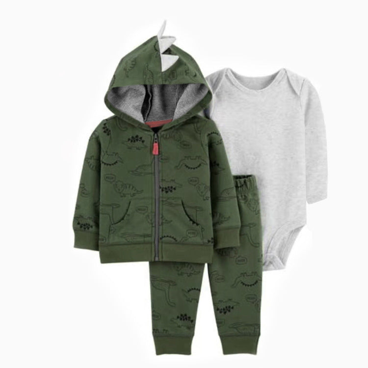 Set de 3 piezas "Dinosaurios Verdes": Pantalón, Campera y Body de manga larga