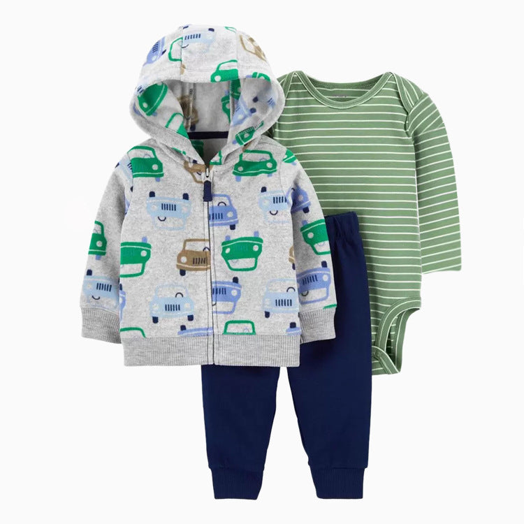 Set de 3 piezas "Autitos": Pantalón, Campera y Body de manga larga