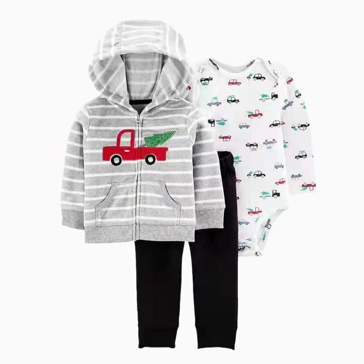 Set de 3 piezas "Camión Navidad": Pantalón, Campera y Body de manga larga