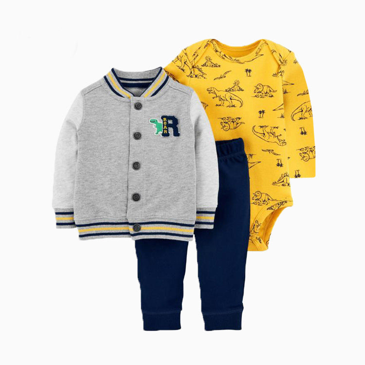 Set de 3 piezas "Roar Dino": Pantalón, Campera y Body de manga larga