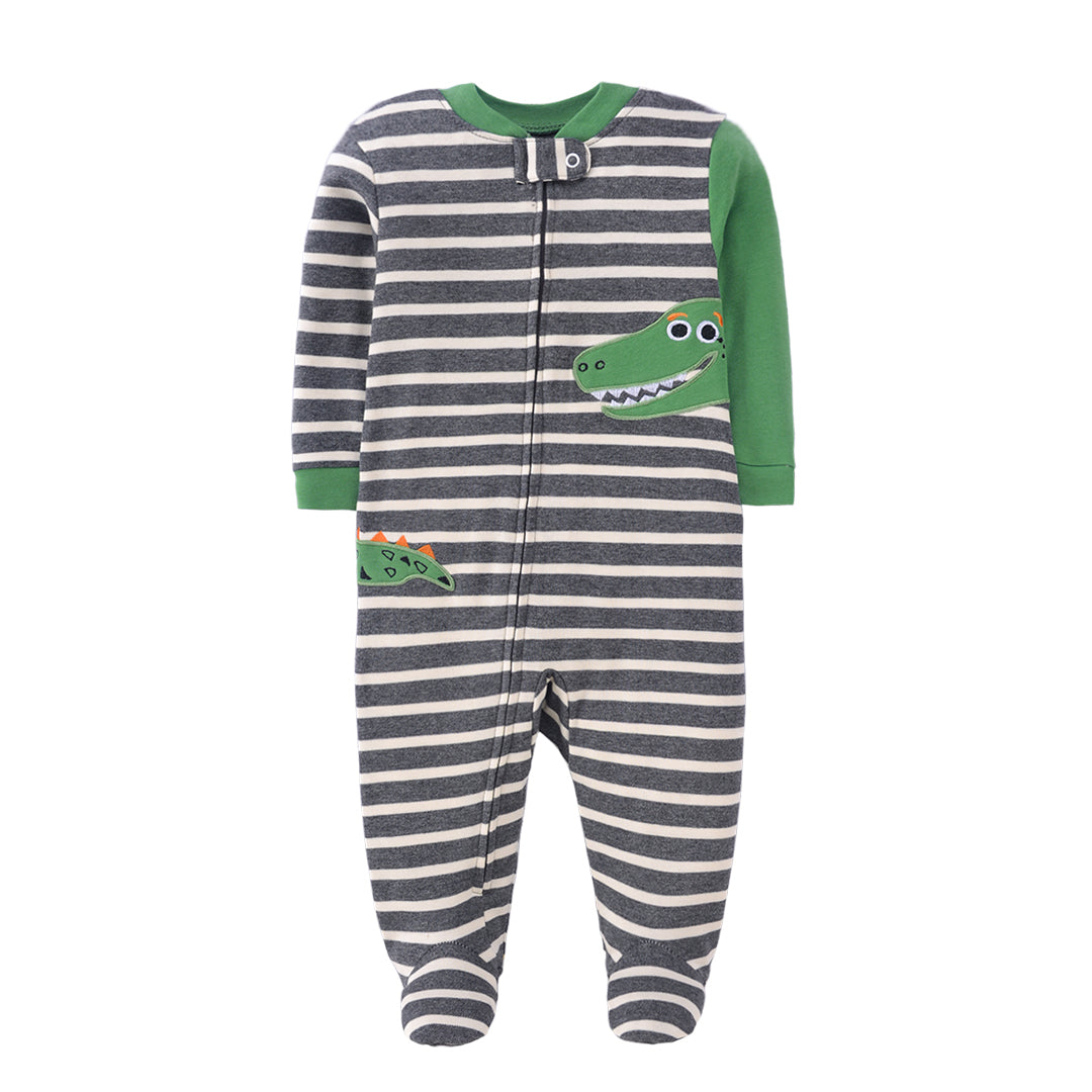 Pijama de algodón con cierre "Cocodrilo verde"