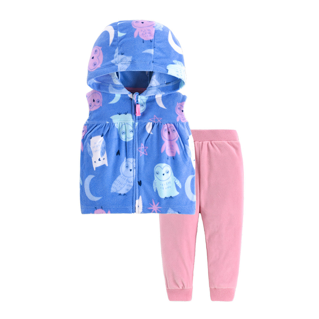 Set de 2 piezas micropolar "Buhos": Pantalón y Chaleco