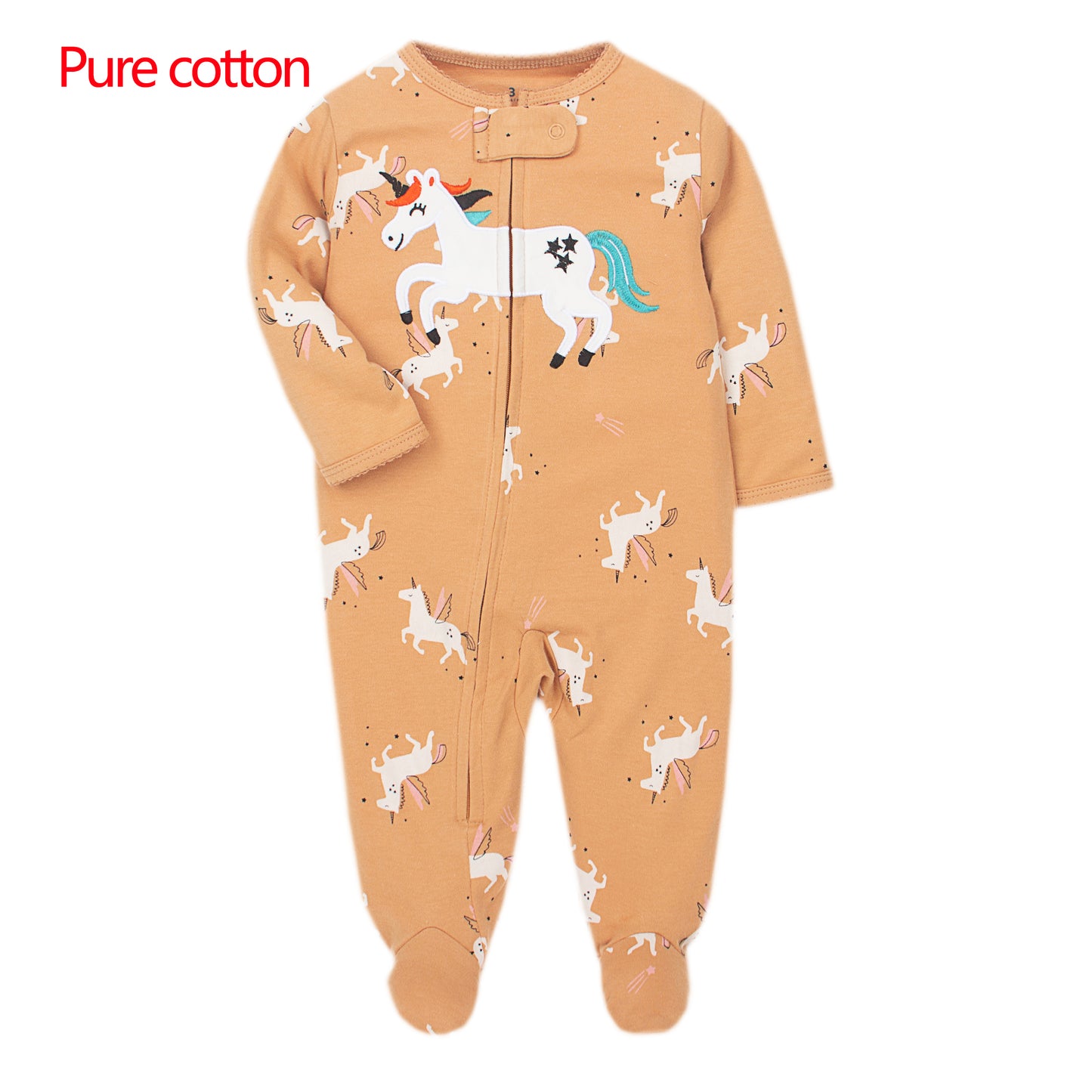 Pijama de algodón amarillo "Unicornio" con cierre