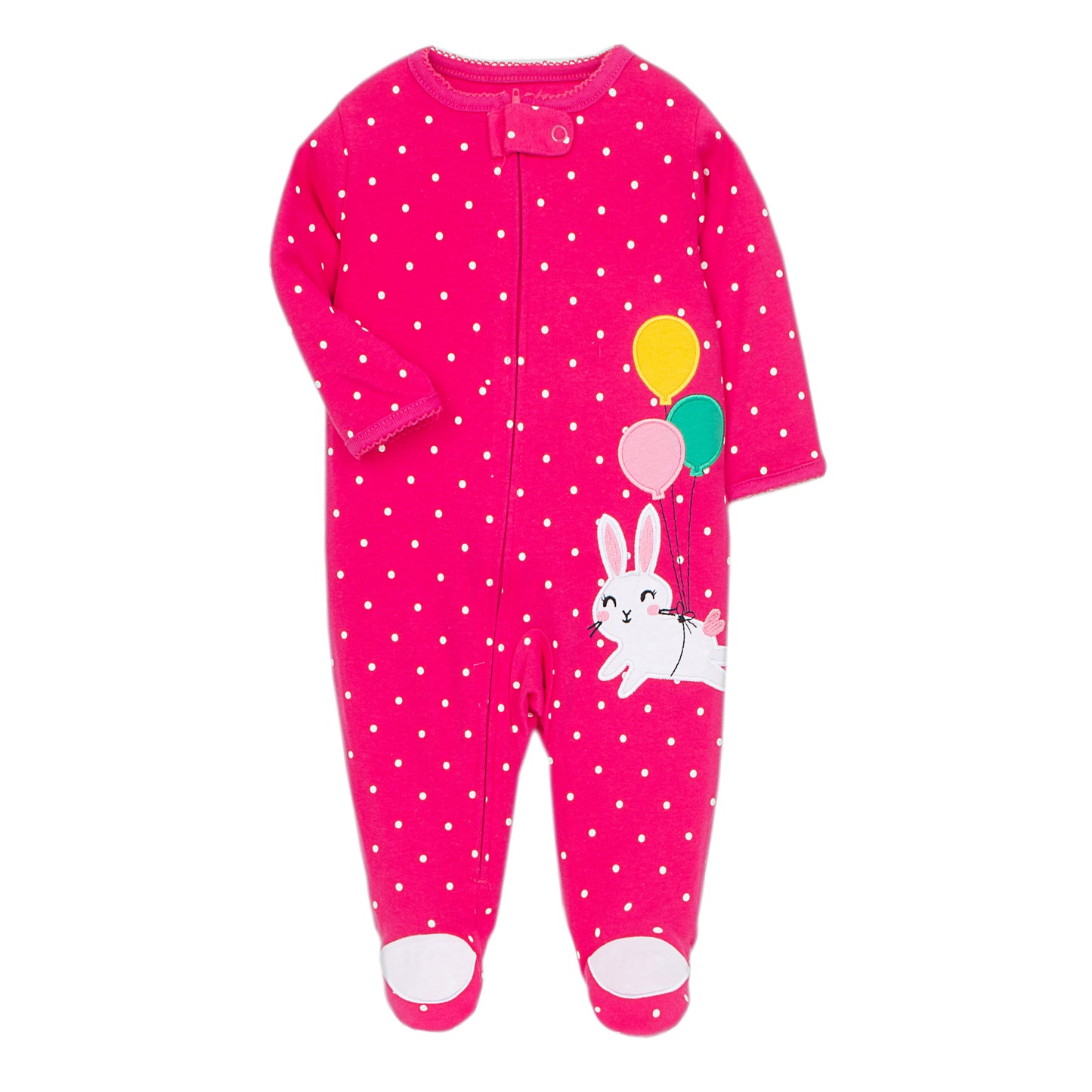 Pijama de algodón con cierre "Conejo con globos"