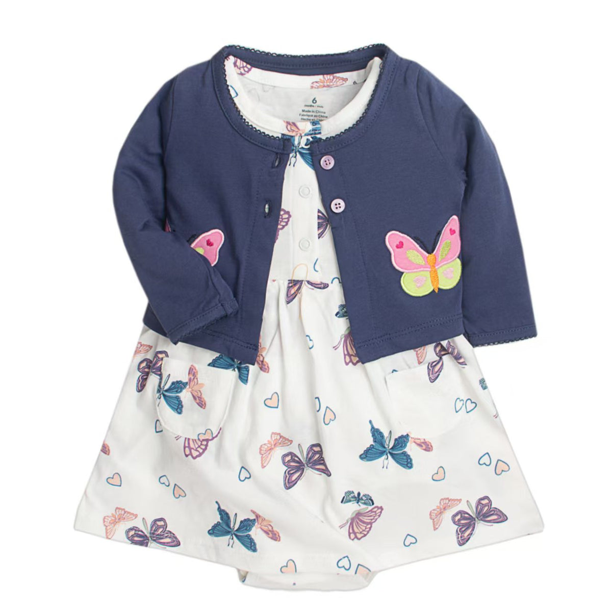 Vestido y saquito de mariposas