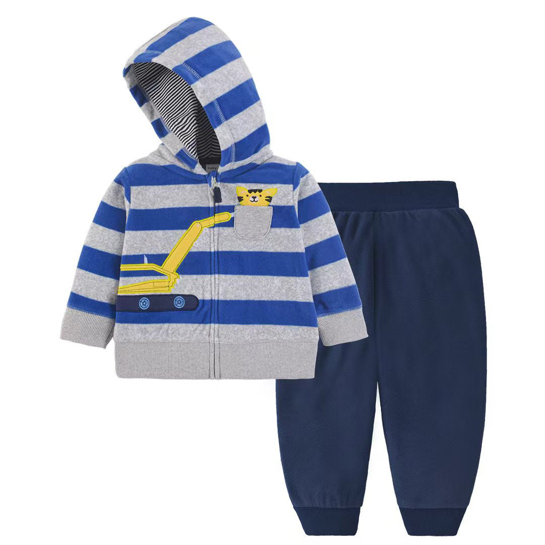 Set de 2 piezas: Pantalón y Campera micropolar “Máquina y Gatito”