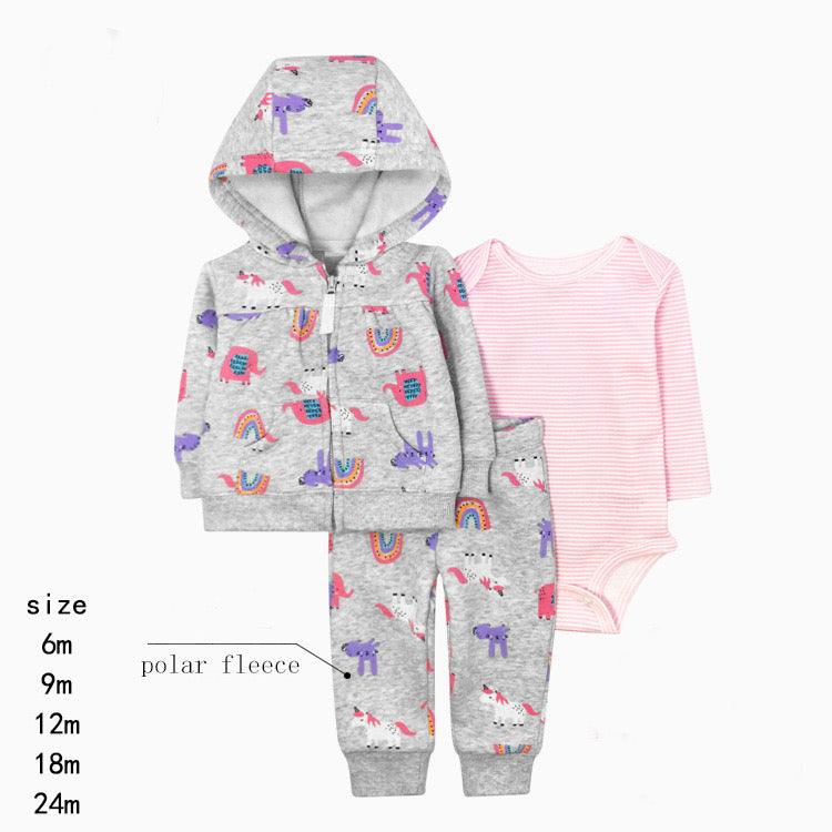 Set de 3 piezas afelpados “Elefantes”: Pantalón, Campera y Body de manga larga