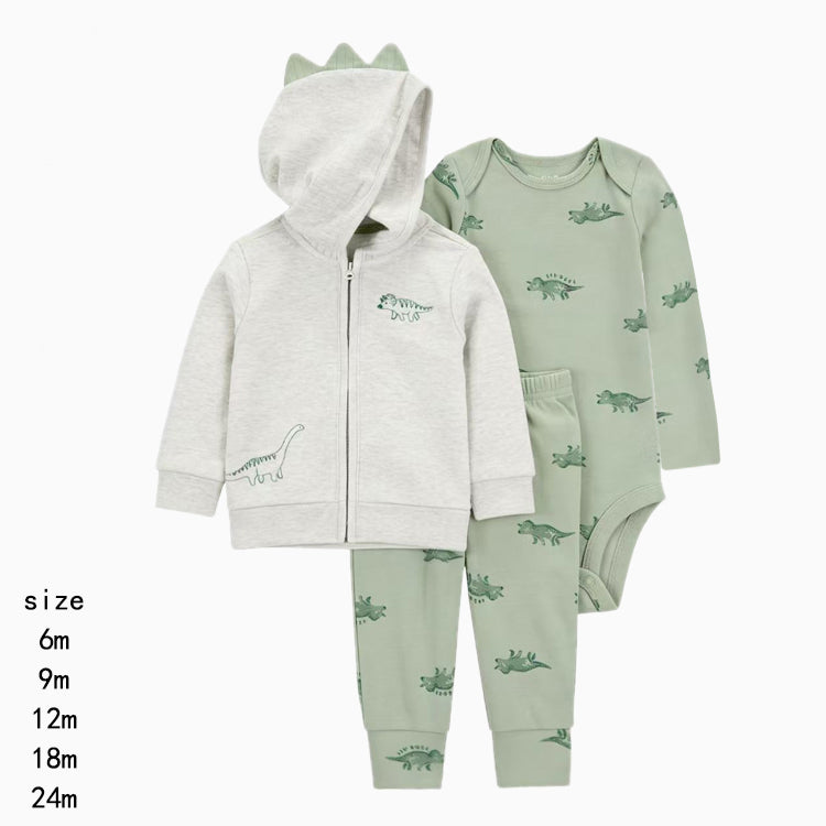 Set de 3 piezas "Dinos": Pantalón, Campera y Body de manga larga