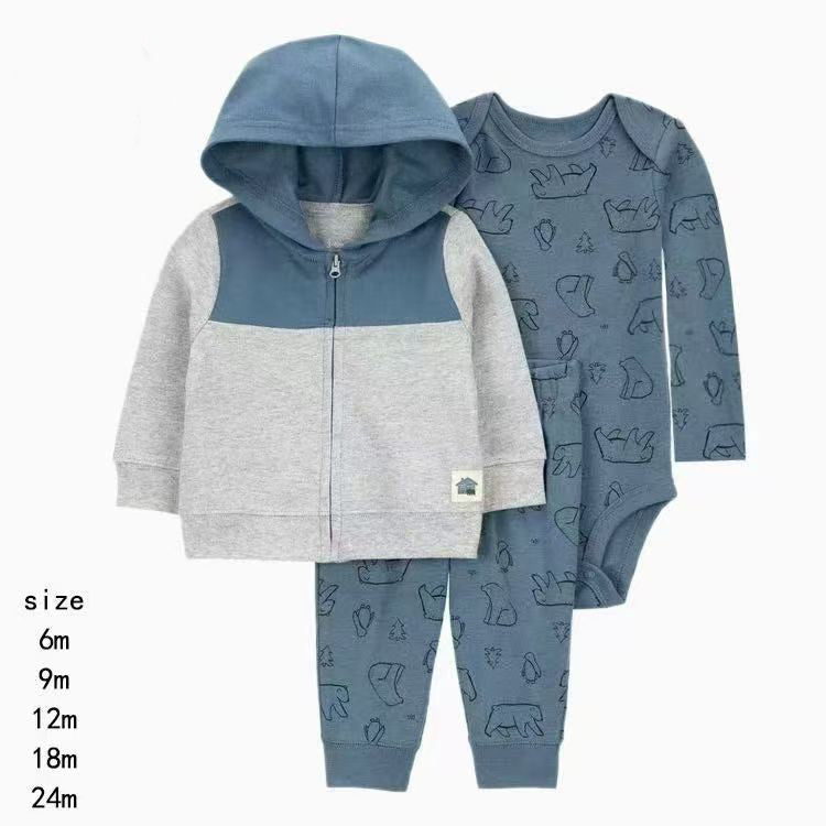 Set de 3 piezas "Osos": Pantalón, Campera y Body de manga larga