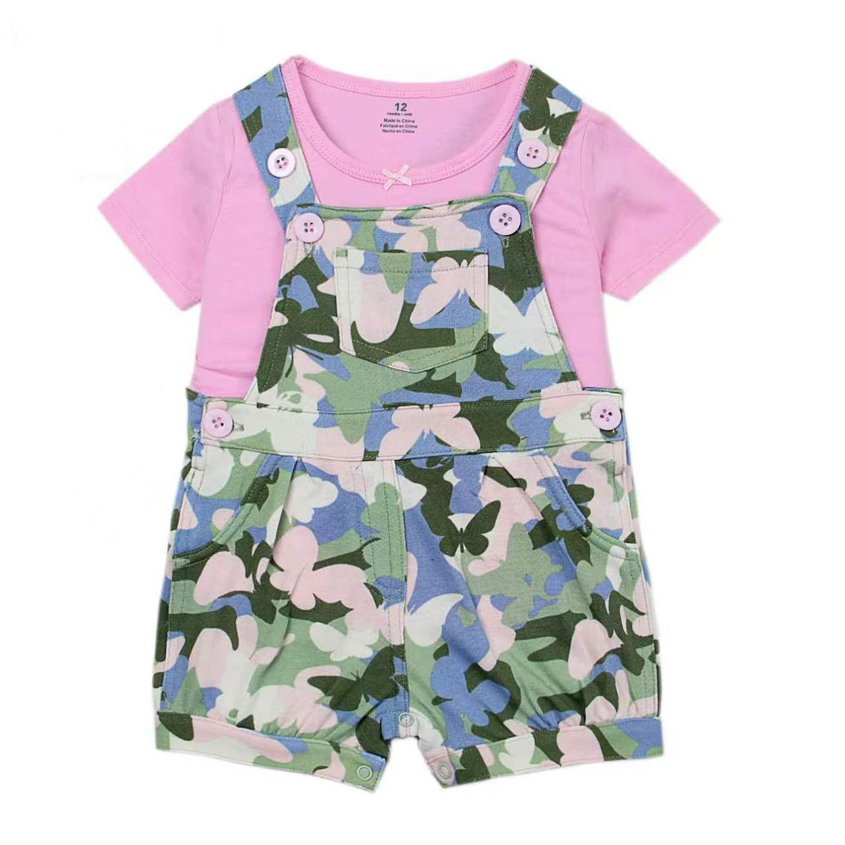 Enterito corto "flores" y remera manga corta