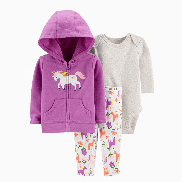 Set de 3 piezas Unicornio: Pantalón, Campera y Body de manga larga