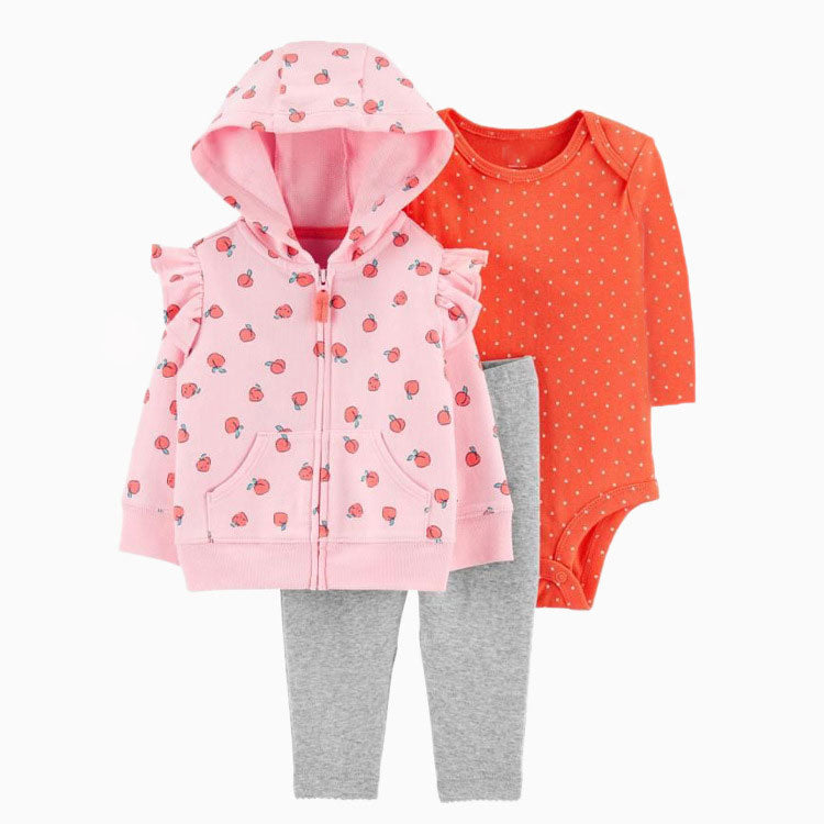 Set de 3 piezas Frutas: Pantalón, Campera y Body de manga larga