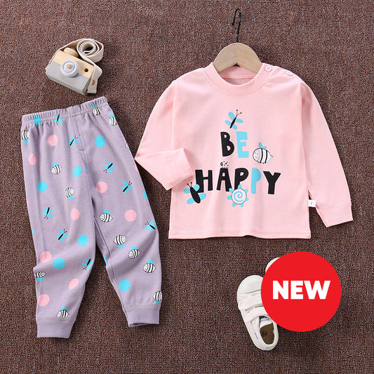 Pijama 2 piezas "Be Happy": pantalón y remera manga larga