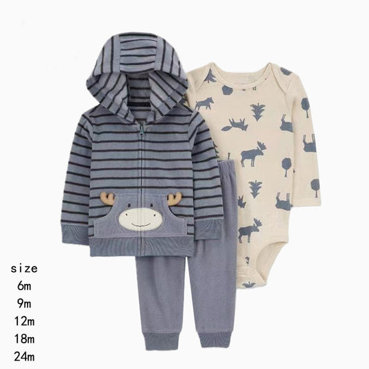 Set de 3 piezas "Reno": Pantalón, Campera y Body de manga larga