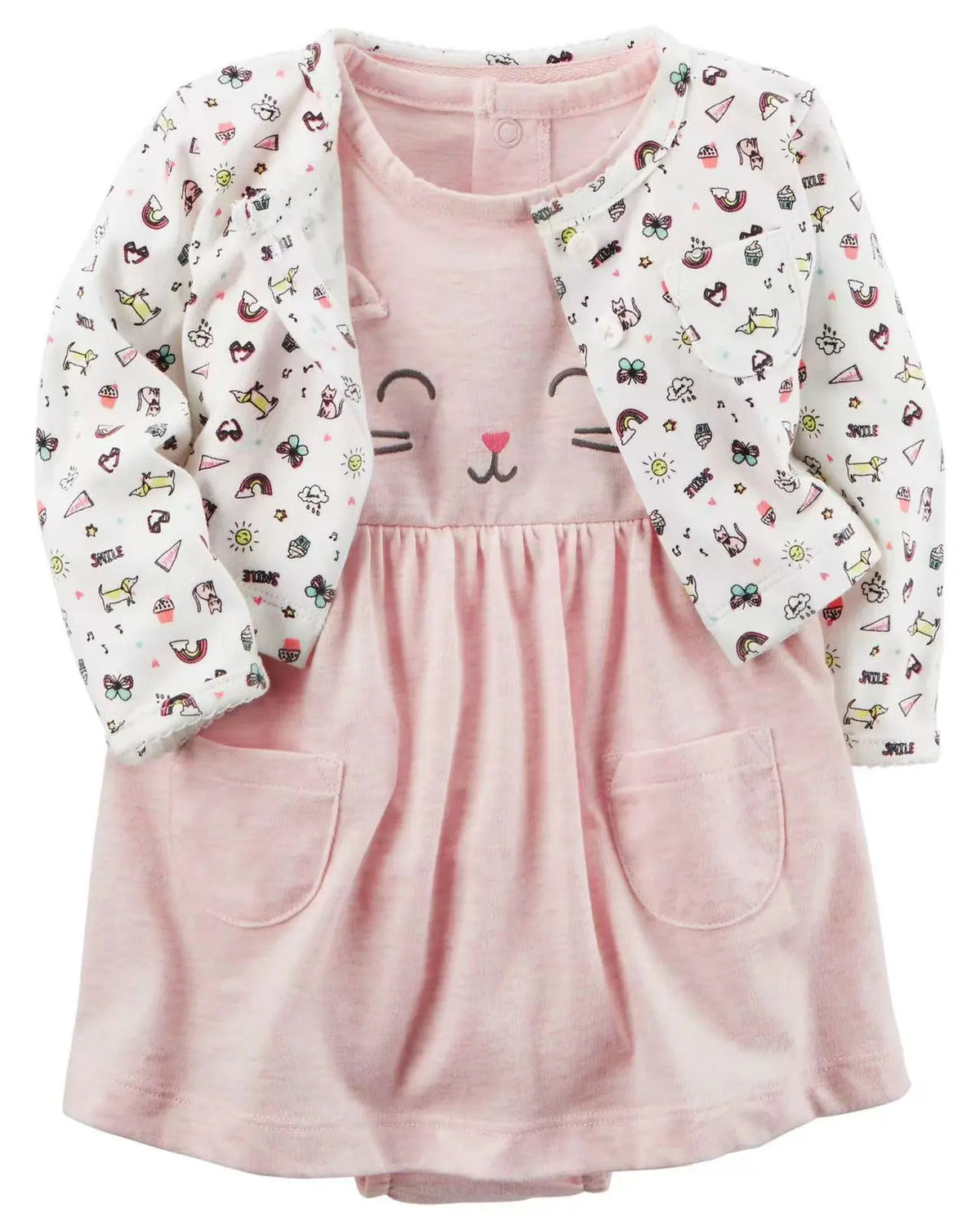 Vestido y saquito rosado
