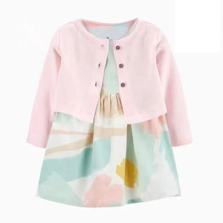 Vestido de flores y saquito rosado