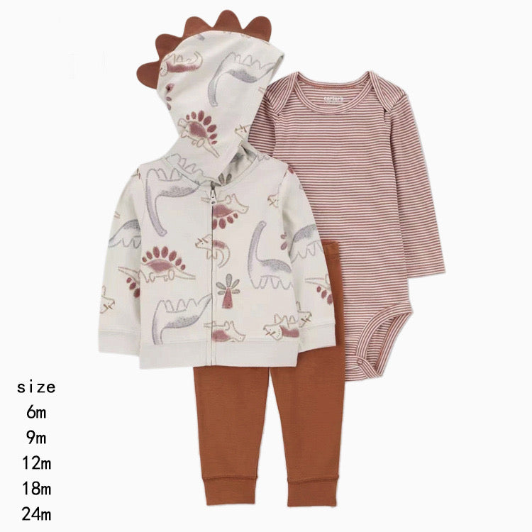 Set de 3 piezas "Dino": Pantalón, Campera y Body de manga larga