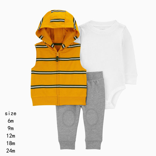 Set de 3 piezas: Pantalón, Chaleco amarillo y Body de manga larga