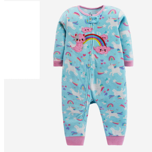 Pijama de “Gatita y arcoíris” micropolar con cierre