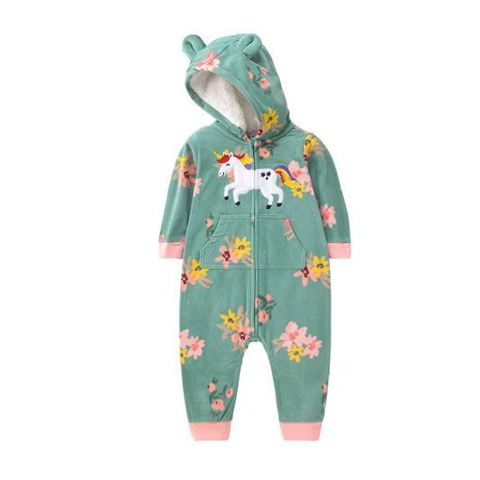 Mameluco de micropolar con capucha "Unicornio"