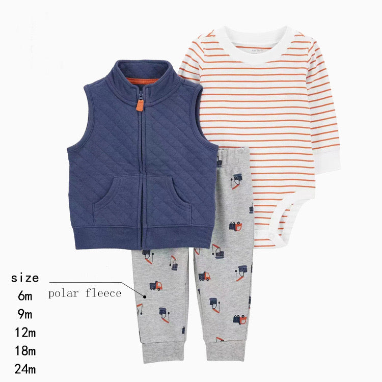 Set de 3 piezas afelpados: Pantalón, Campera y Body de manga larga