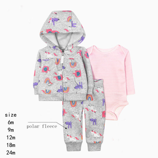 Set de 3 piezas afelpados “Elefantes”: Pantalón, Campera y Body de manga larga