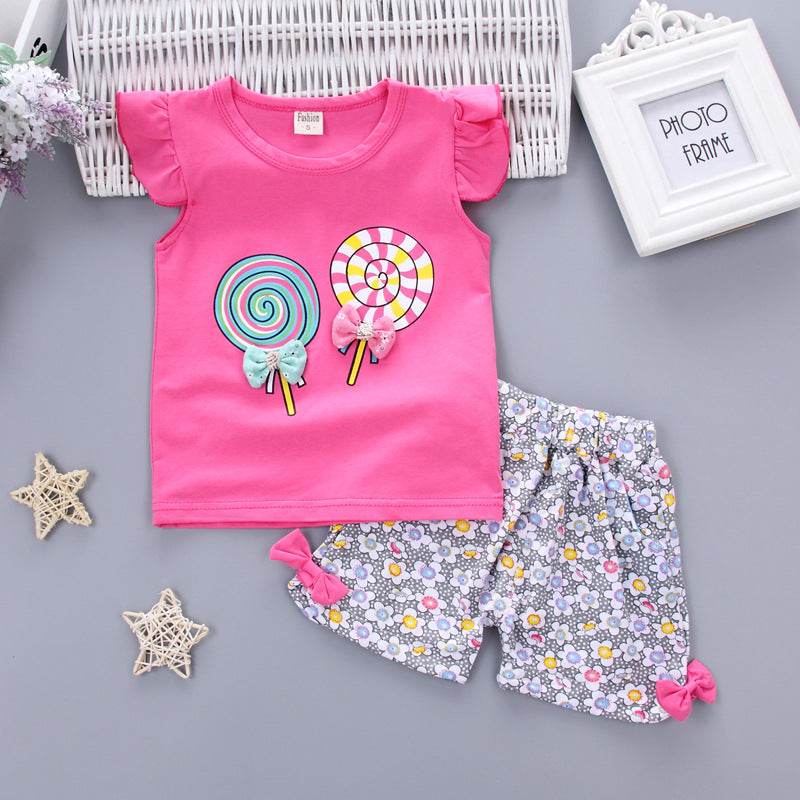 Short y remera con volados "Candy" Rosa