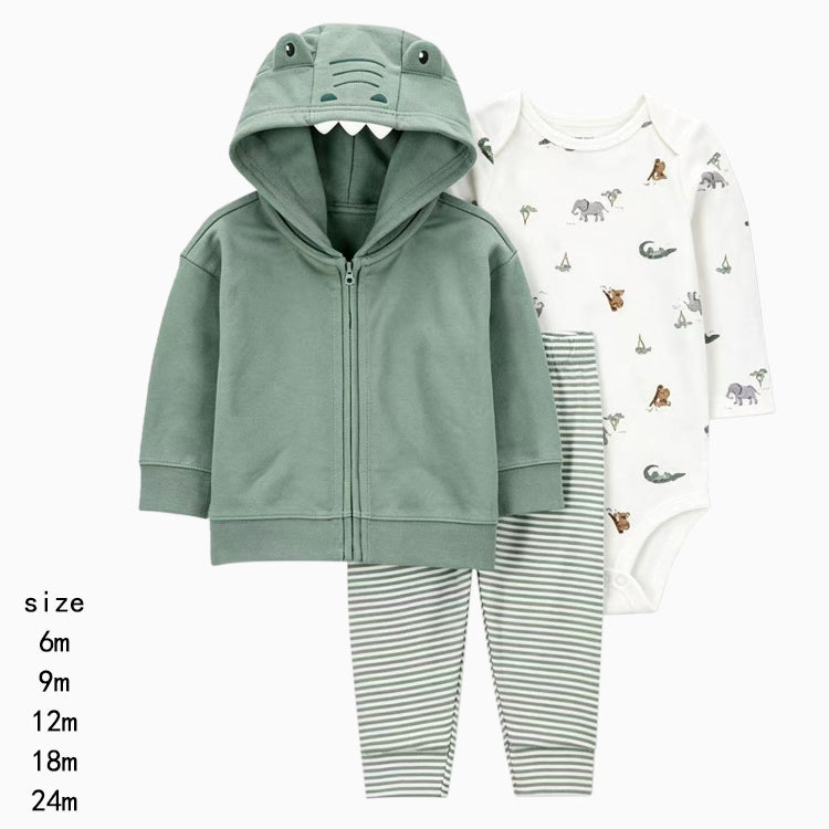 Set de 3 piezas "Animales": Pantalón, Campera y Body de manga larga